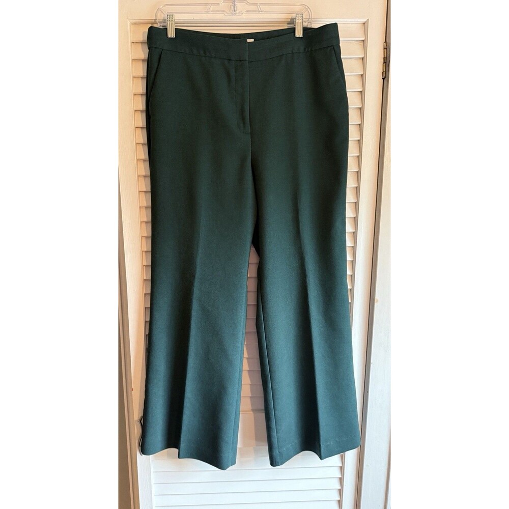 LOFT Wide Leg Trousers Pants 12 Dark Green High Waisted Corporate Chic Academia